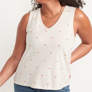 Old Navy Cream Tank Top with Strawberry Print L